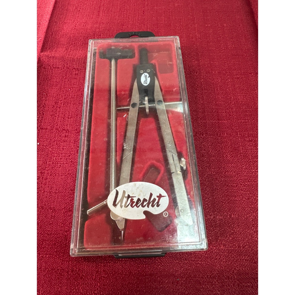 Vintage Utrecht Drafting Compass Set with Case Technical Drawing Tool Incomplete
